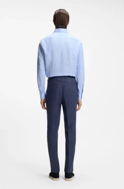 Slim-Fit Hose aus Leinen-Mix