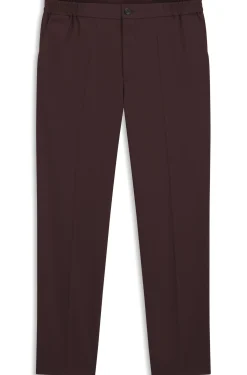 Slim-Fit Hose aus Woll-Mix mit Popeline-Struktur