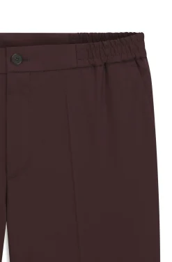 Slim-Fit Hose aus Woll-Mix mit Popeline-Struktur