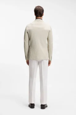 Slim-Fit Jacke aus elastischem Baumwoll-Seersucker