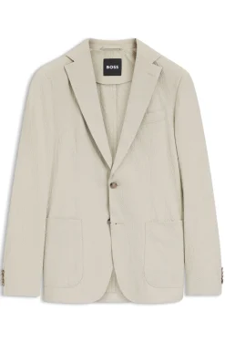 Slim-Fit Jacke aus elastischem Baumwoll-Seersucker