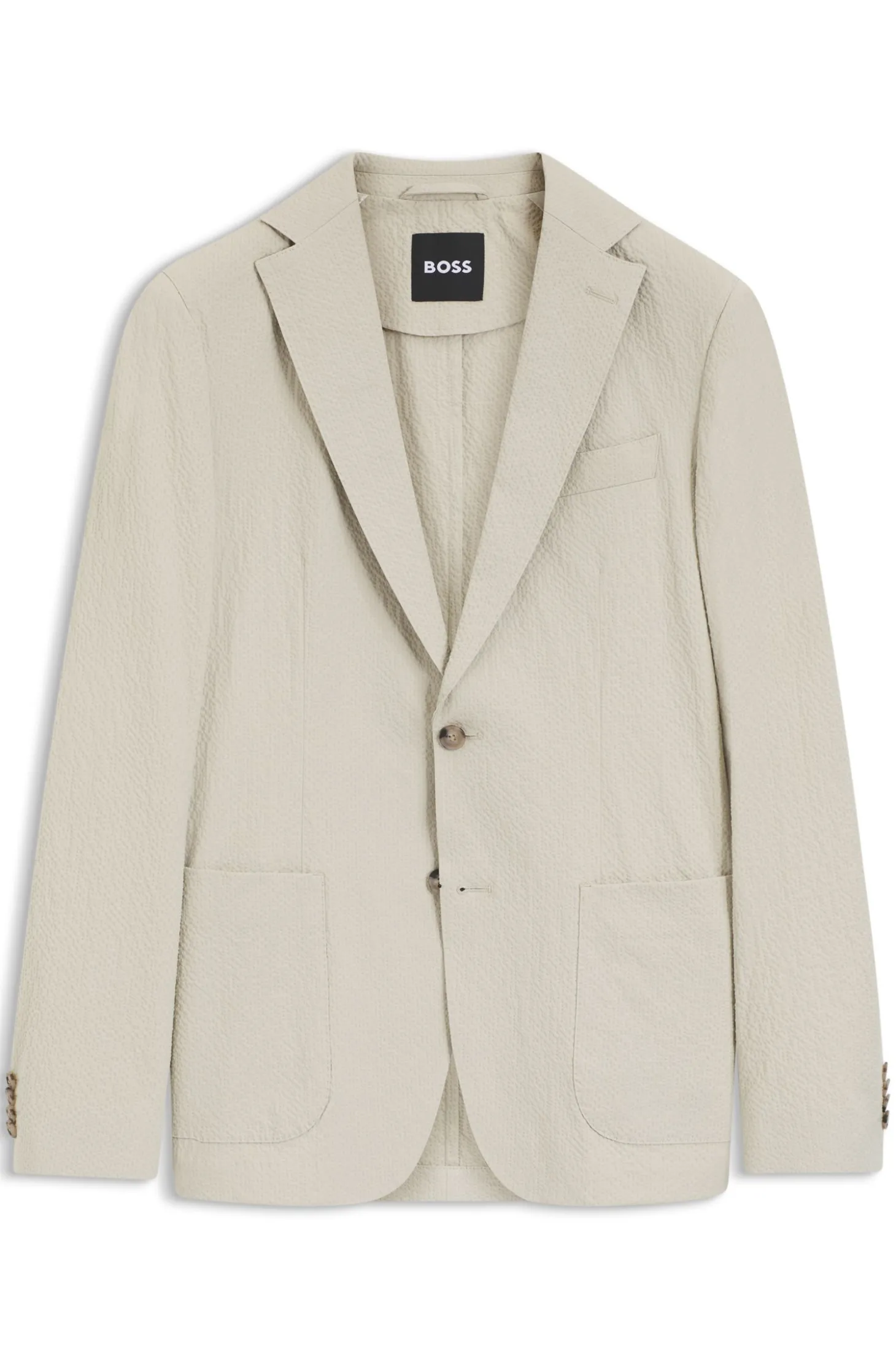 Slim-Fit Jacke aus elastischem Baumwoll-Seersucker