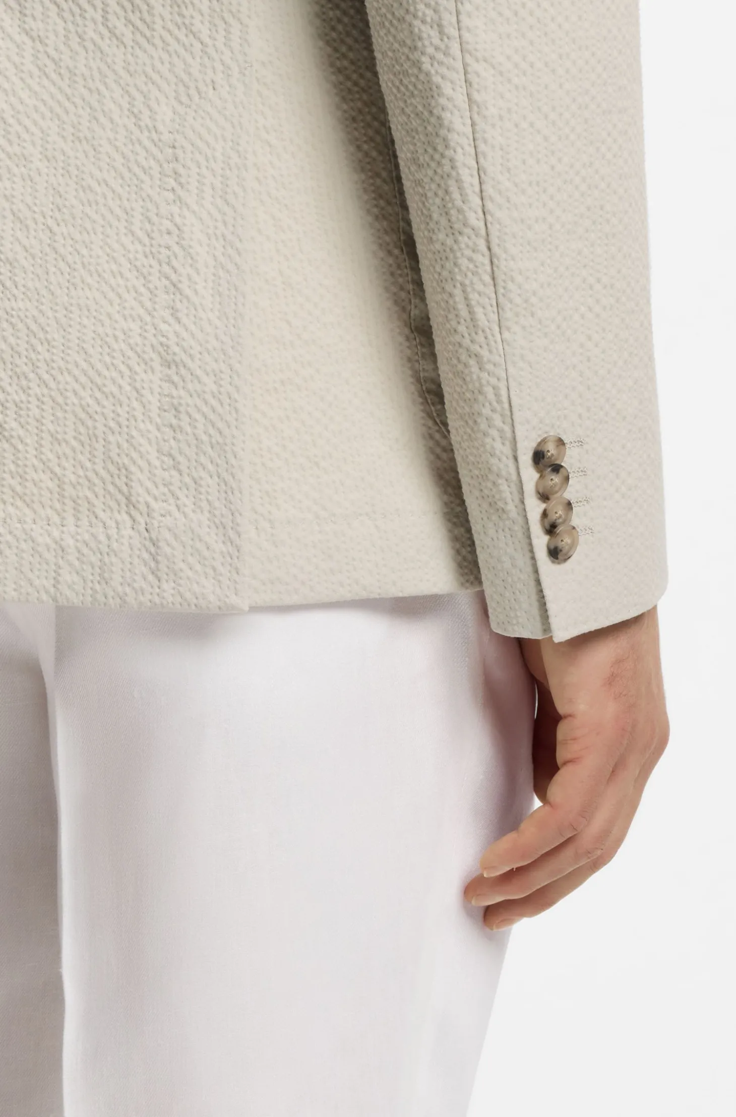 Slim-Fit Jacke aus elastischem Baumwoll-Seersucker