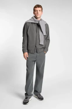 Slim-Fit Jacke aus gebürstetem Stretch-Flanell