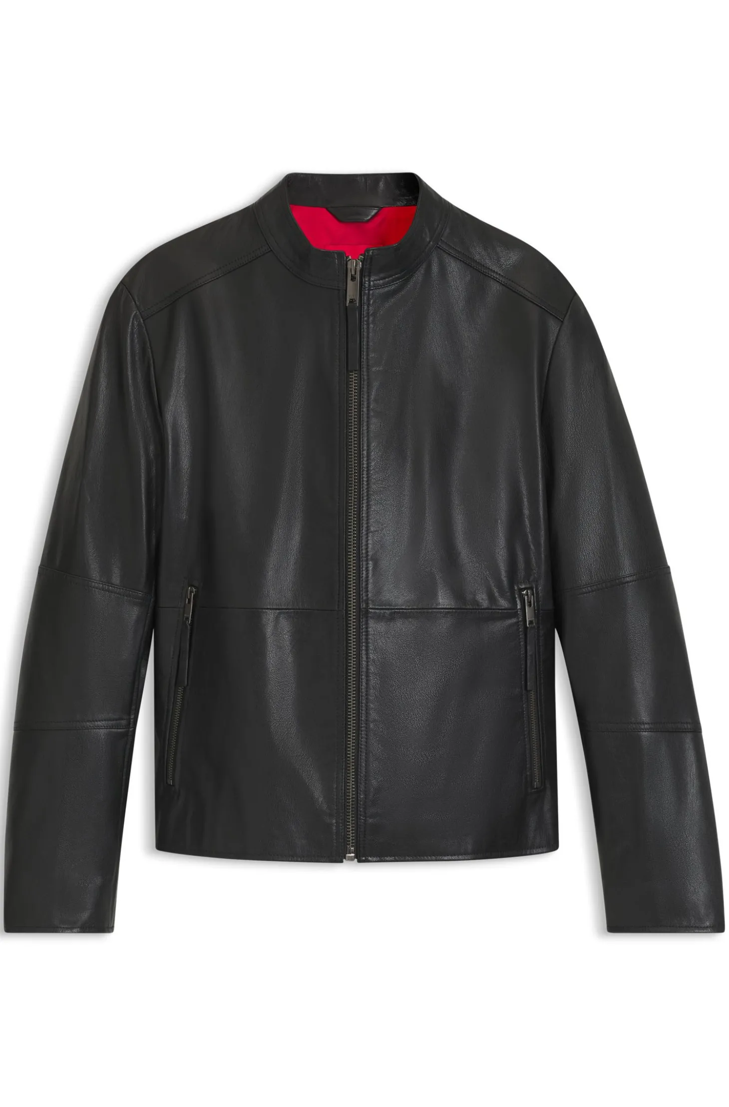Slim-Fit Jacke aus genarbtem Leder