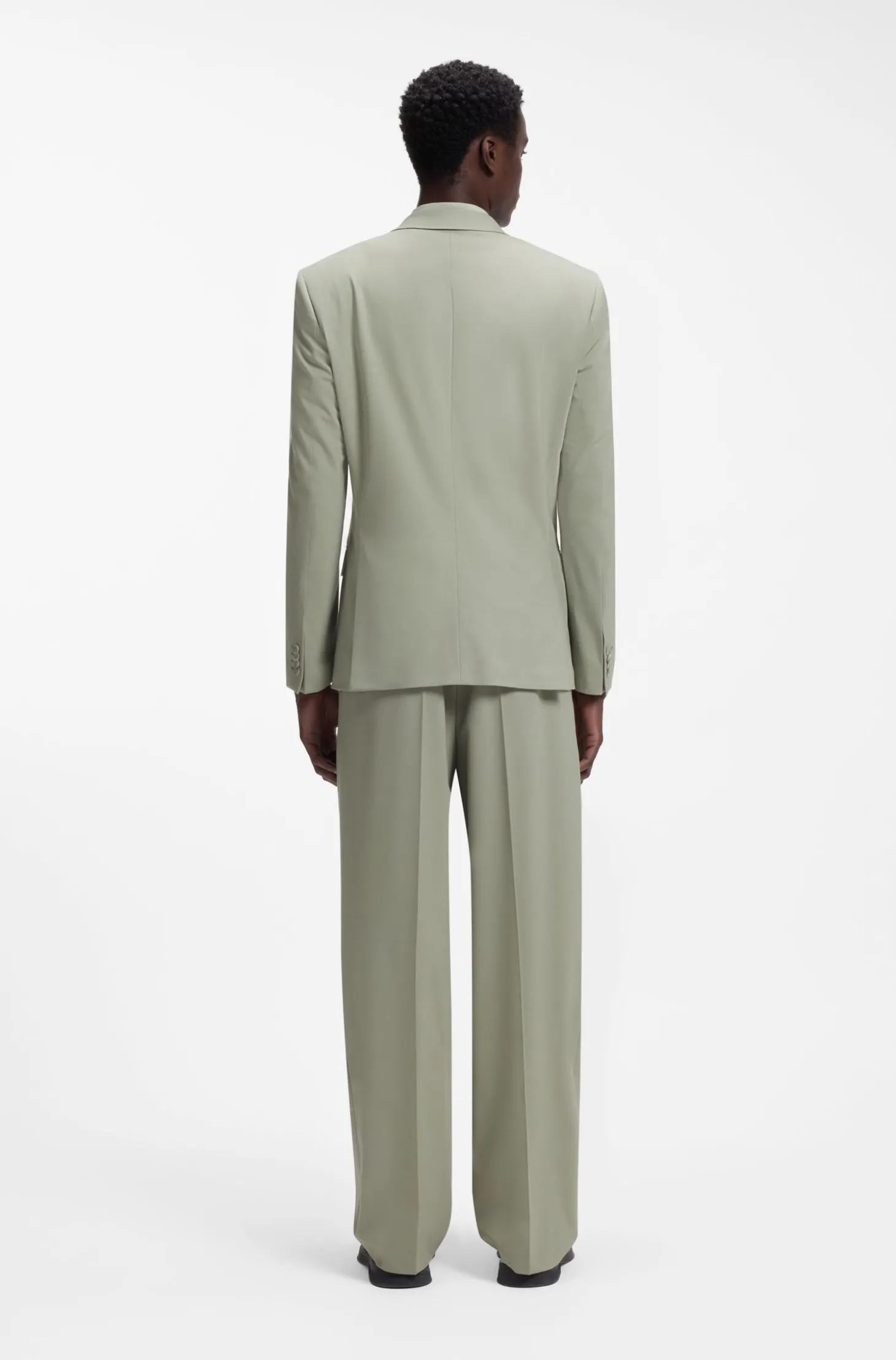 Slim-Fit Jacke aus Woll-Mix mit Popeline-Struktur