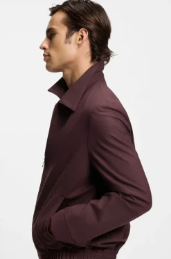 Slim-Fit Jacke aus Woll-Mix mit Popeline-Struktur