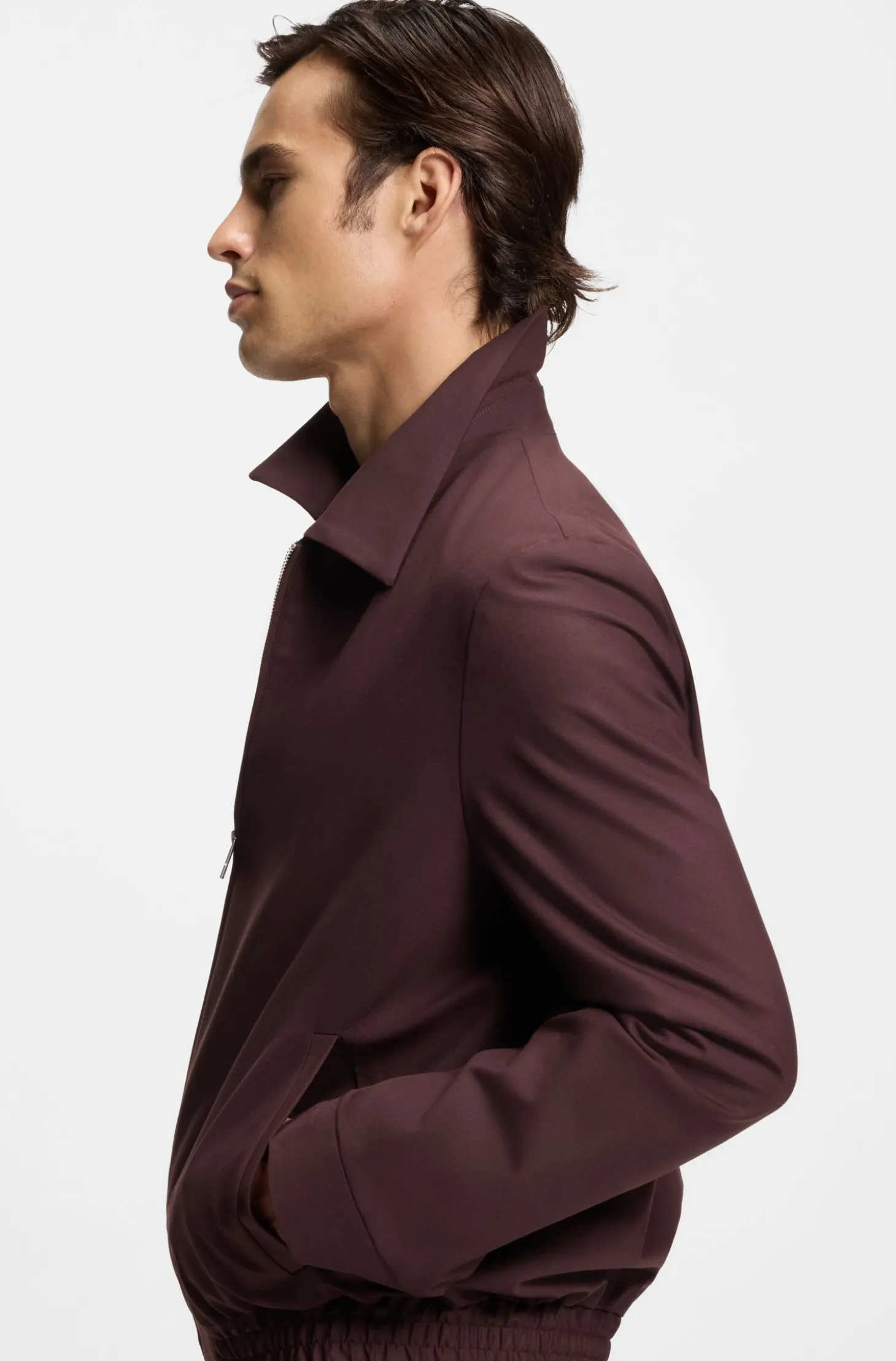 Slim-Fit Jacke aus Woll-Mix mit Popeline-Struktur