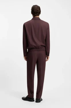 Slim-Fit Jacke aus Woll-Mix mit Popeline-Struktur
