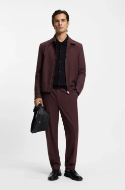 Slim-Fit Jacke aus Woll-Mix mit Popeline-Struktur