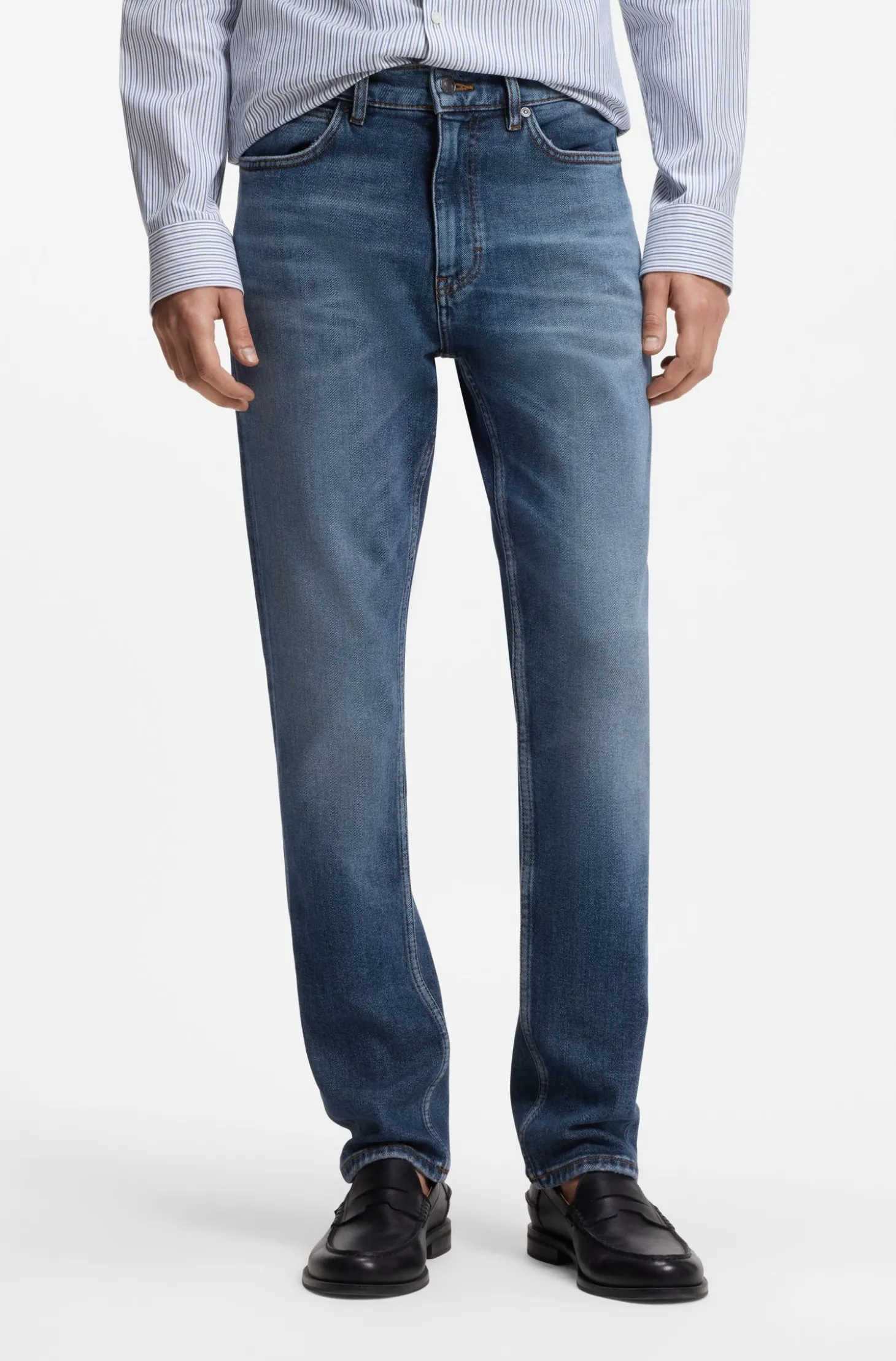 Slim-Fit Jeans aus blauem Stretch-Denim