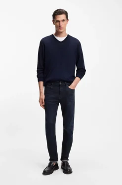 Slim-Fit Jeans aus dunkelblauem Stretch-Denim