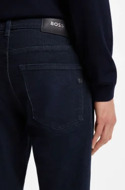 Slim-Fit Jeans aus dunkelblauem Stretch-Denim