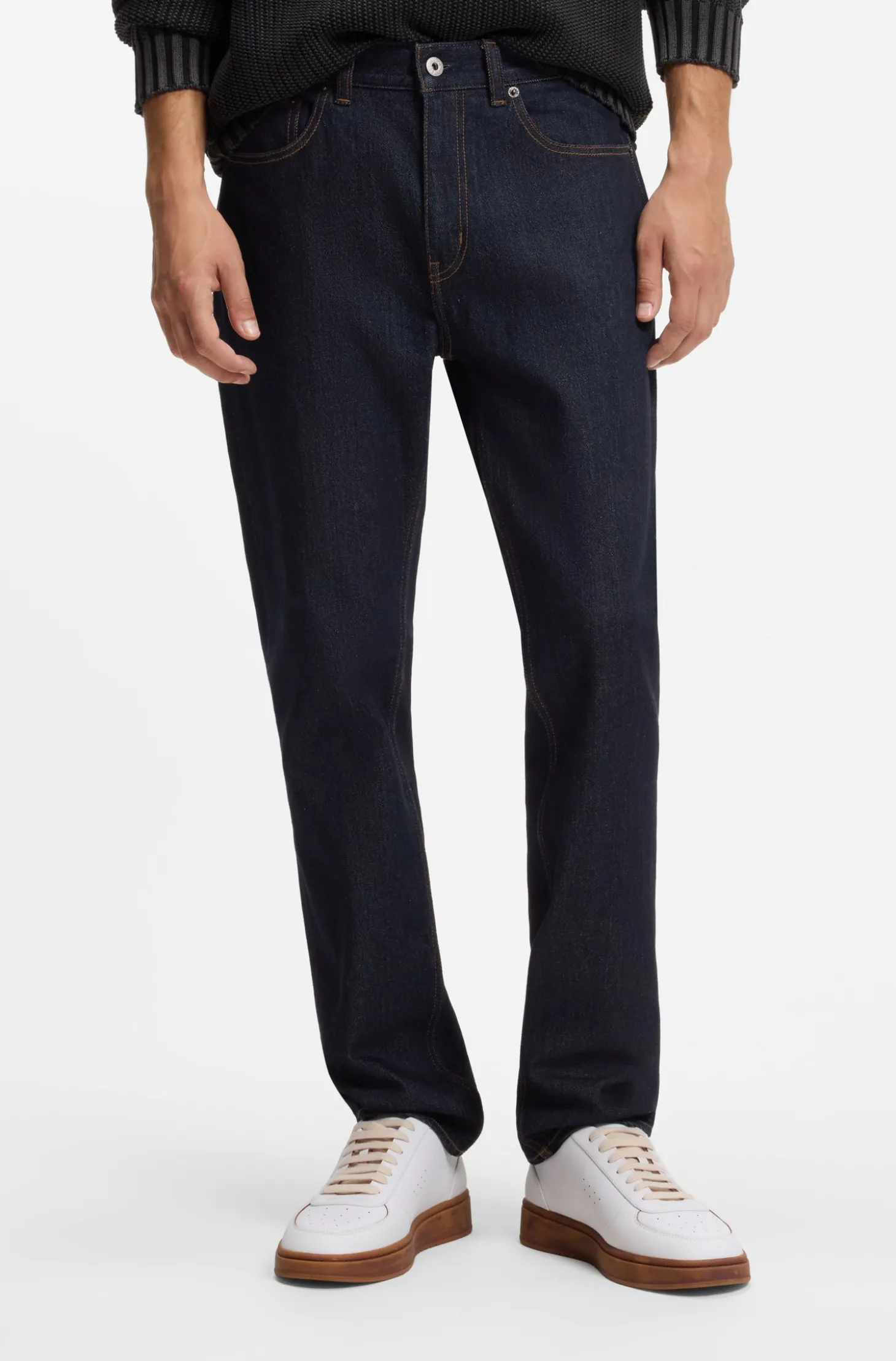 Slim-Fit Jeans aus dunkelblauem Stretch-Denim