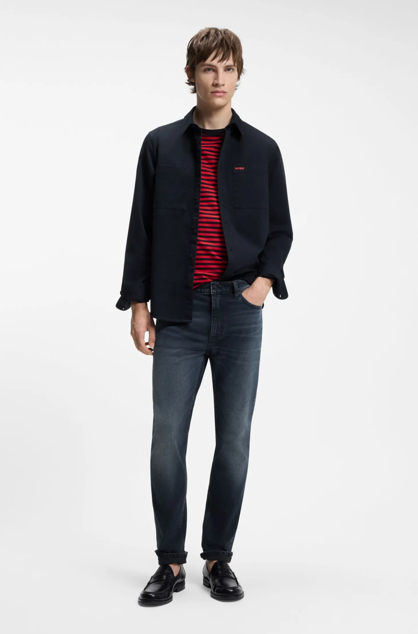 Slim-Fit Jeans aus dunkelblauem Stretch-Denim