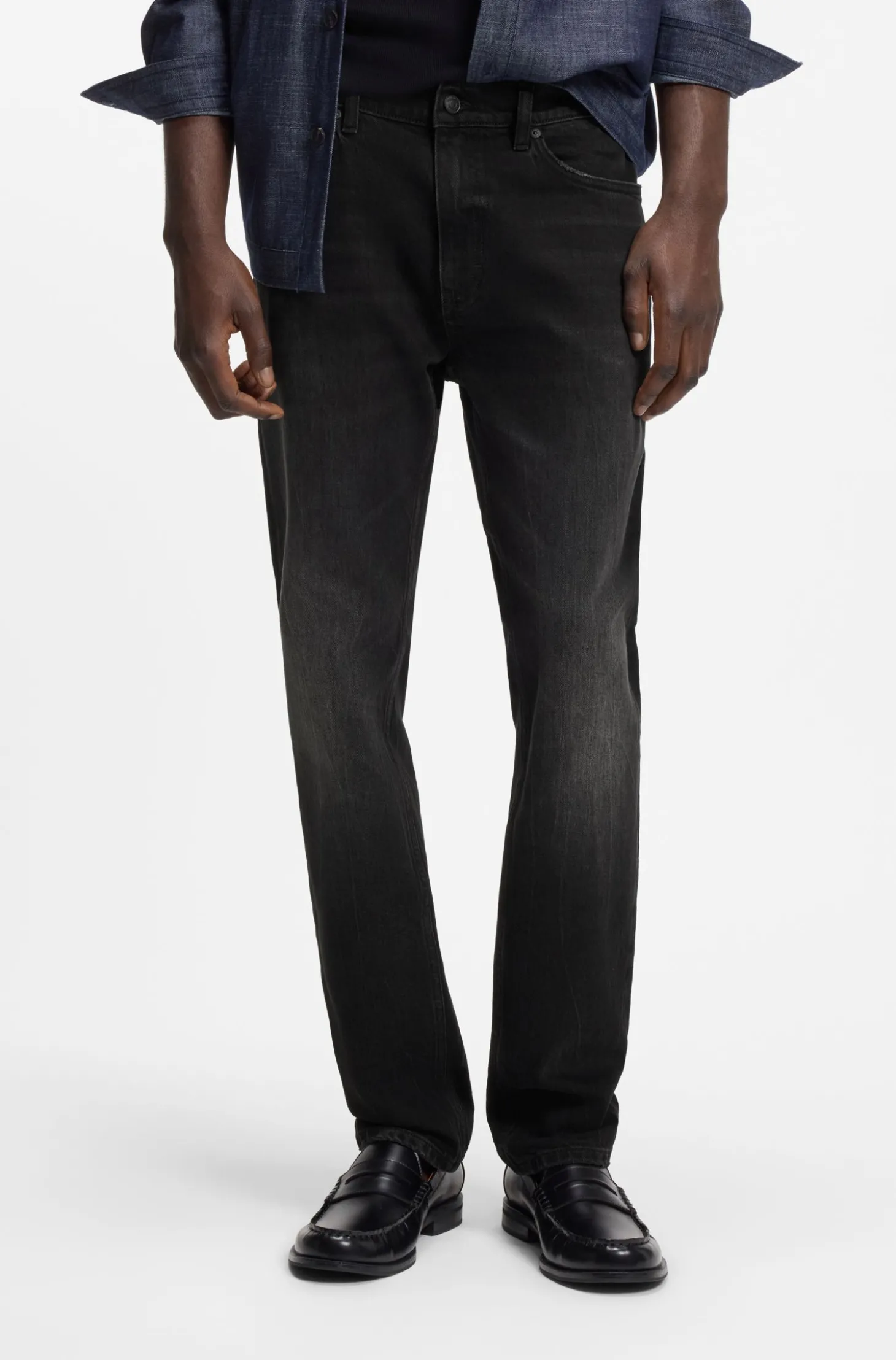 Slim-Fit Jeans aus schwarzem Stretch-Denim