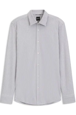 Slim-Fit Jersey-Hemd aus Baumwoll-Mix mit Streifen-Muster