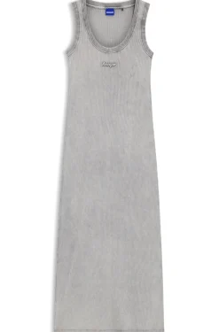 Slim-Fit Kleid aus Stretch-Baumwolle mit geprägtem Logo