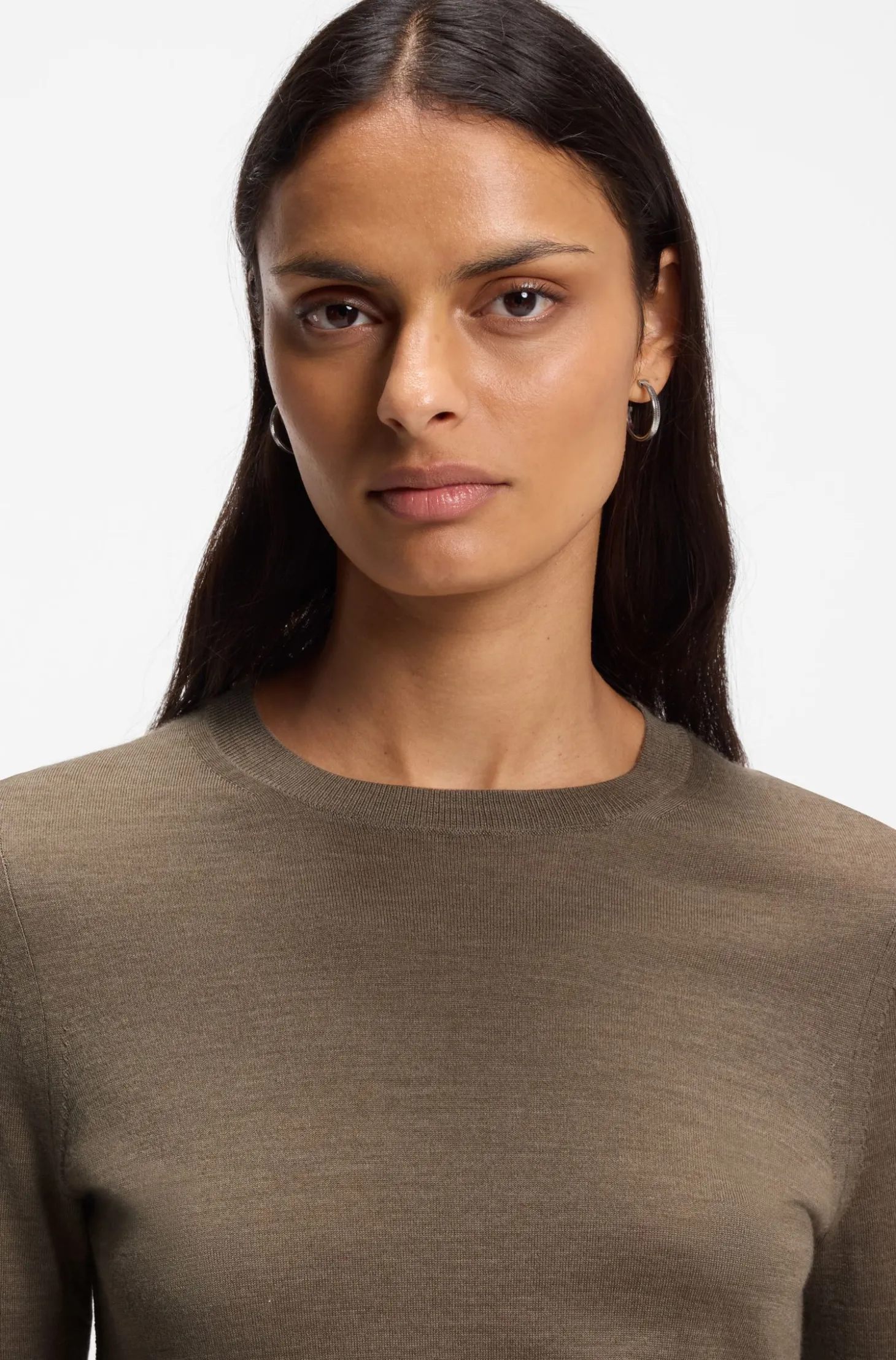 Slim-Fit Kurzarmpullover aus superfeiner Merinowolle
