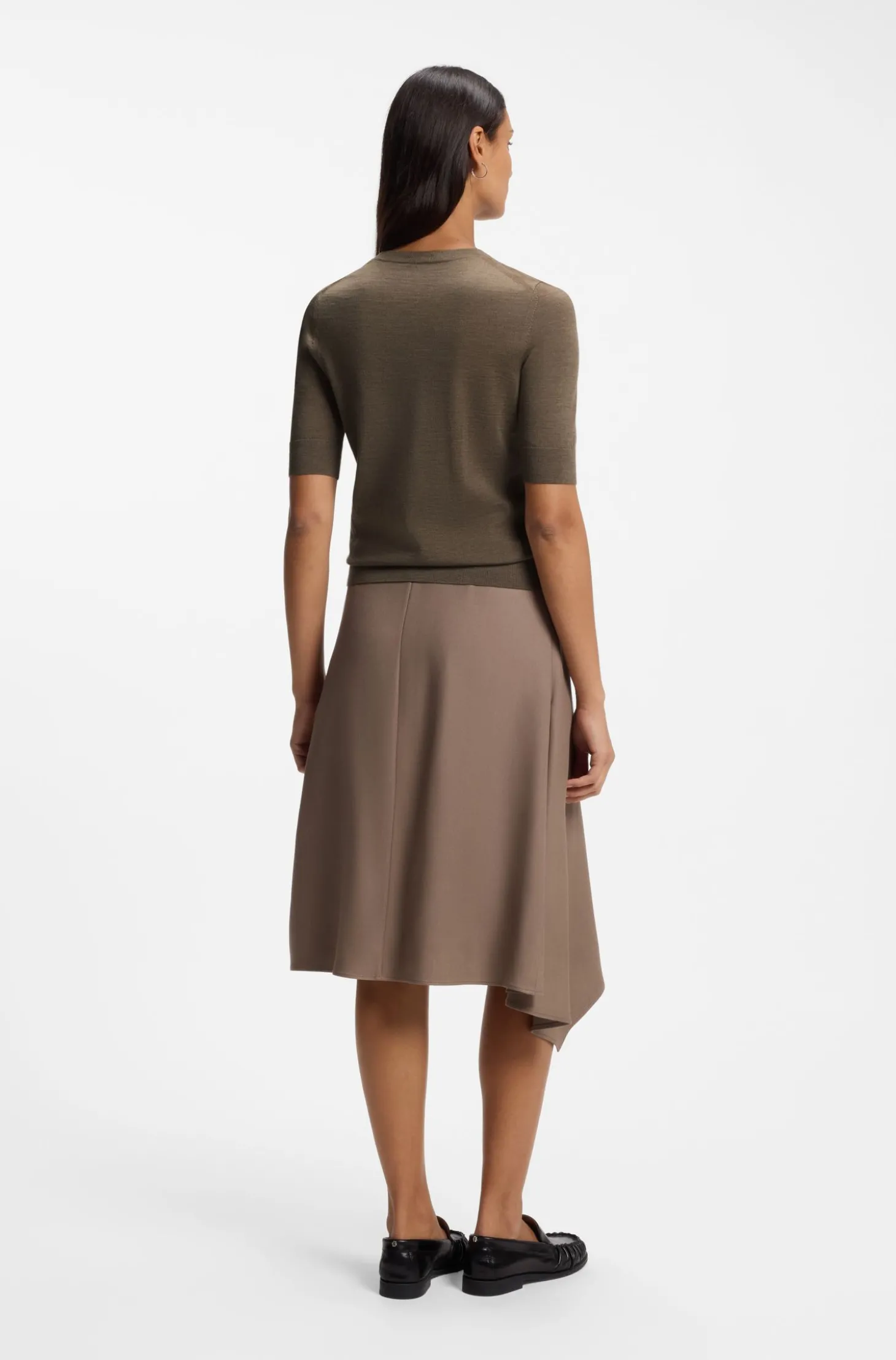 Slim-Fit Kurzarmpullover aus superfeiner Merinowolle