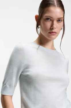Slim-Fit Kurzarmpullover aus superfeiner Merinowolle