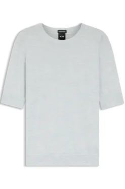 Slim-Fit Kurzarmpullover aus superfeiner Merinowolle
