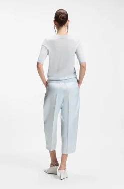 Slim-Fit Kurzarmpullover aus superfeiner Merinowolle