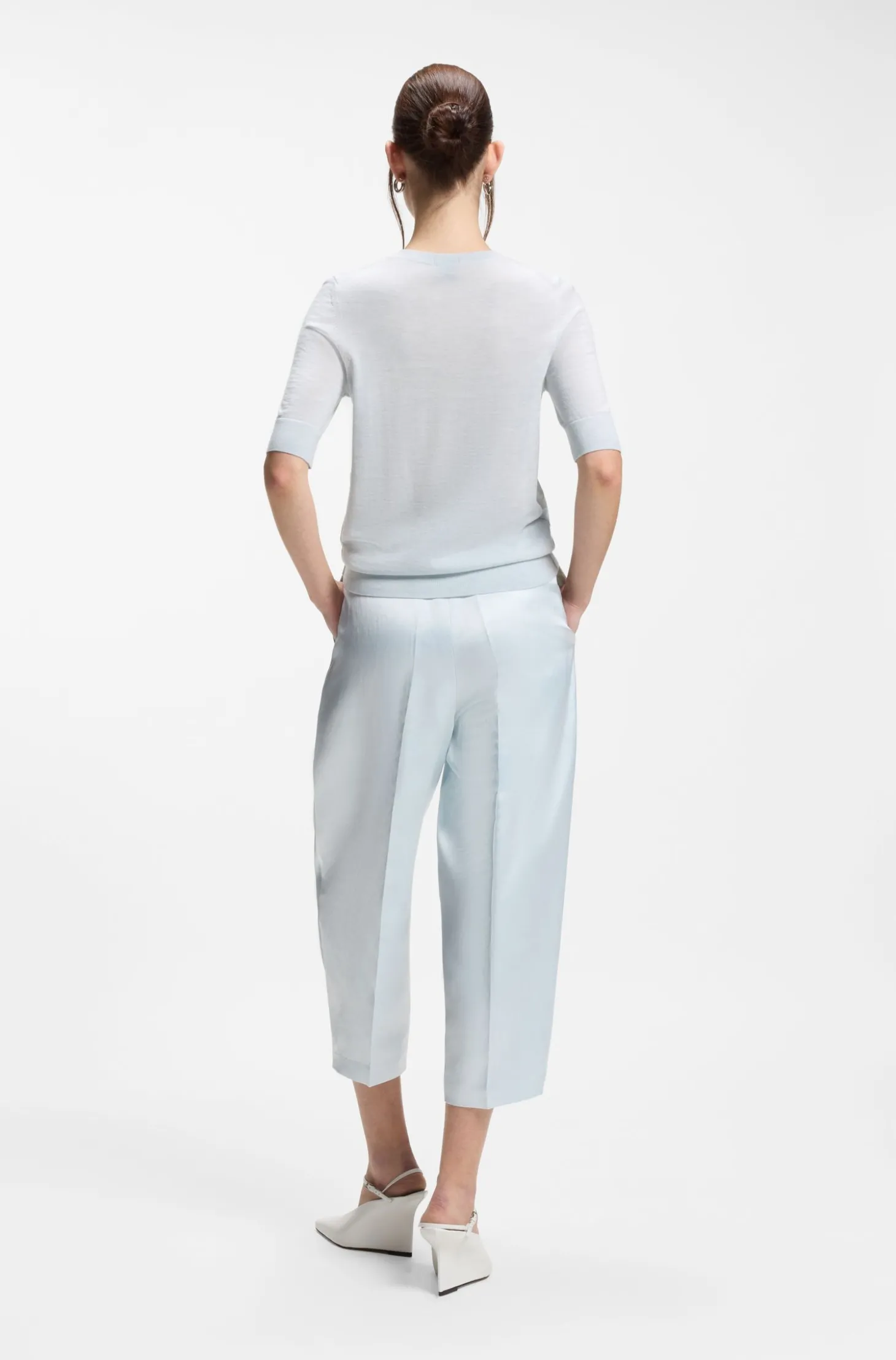 Slim-Fit Kurzarmpullover aus superfeiner Merinowolle