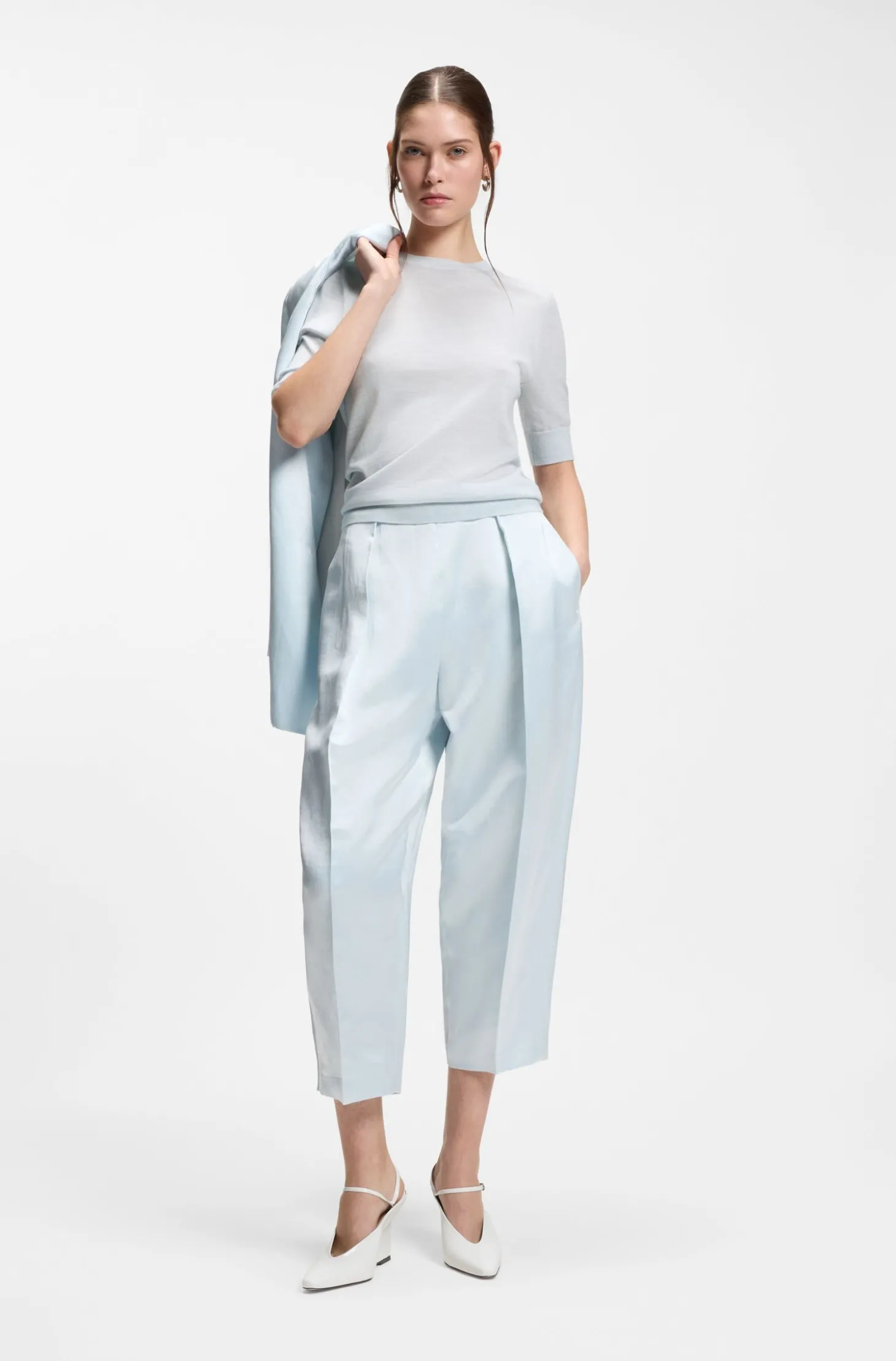 Slim-Fit Kurzarmpullover aus superfeiner Merinowolle