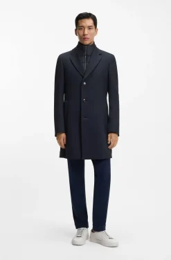 Slim-Fit Mantel aus Baumwoll-Mix mit herausnehmbarem, gepolstertem Innen-Layer