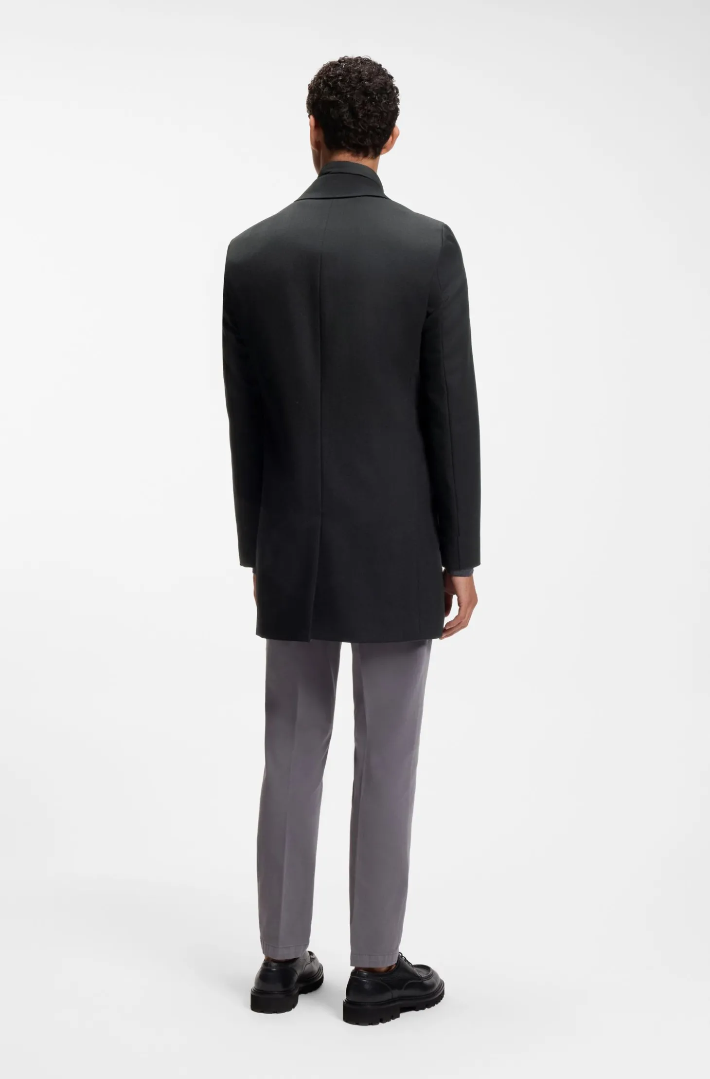 Slim-Fit Mantel aus wasserabweisendem Woll-Mix