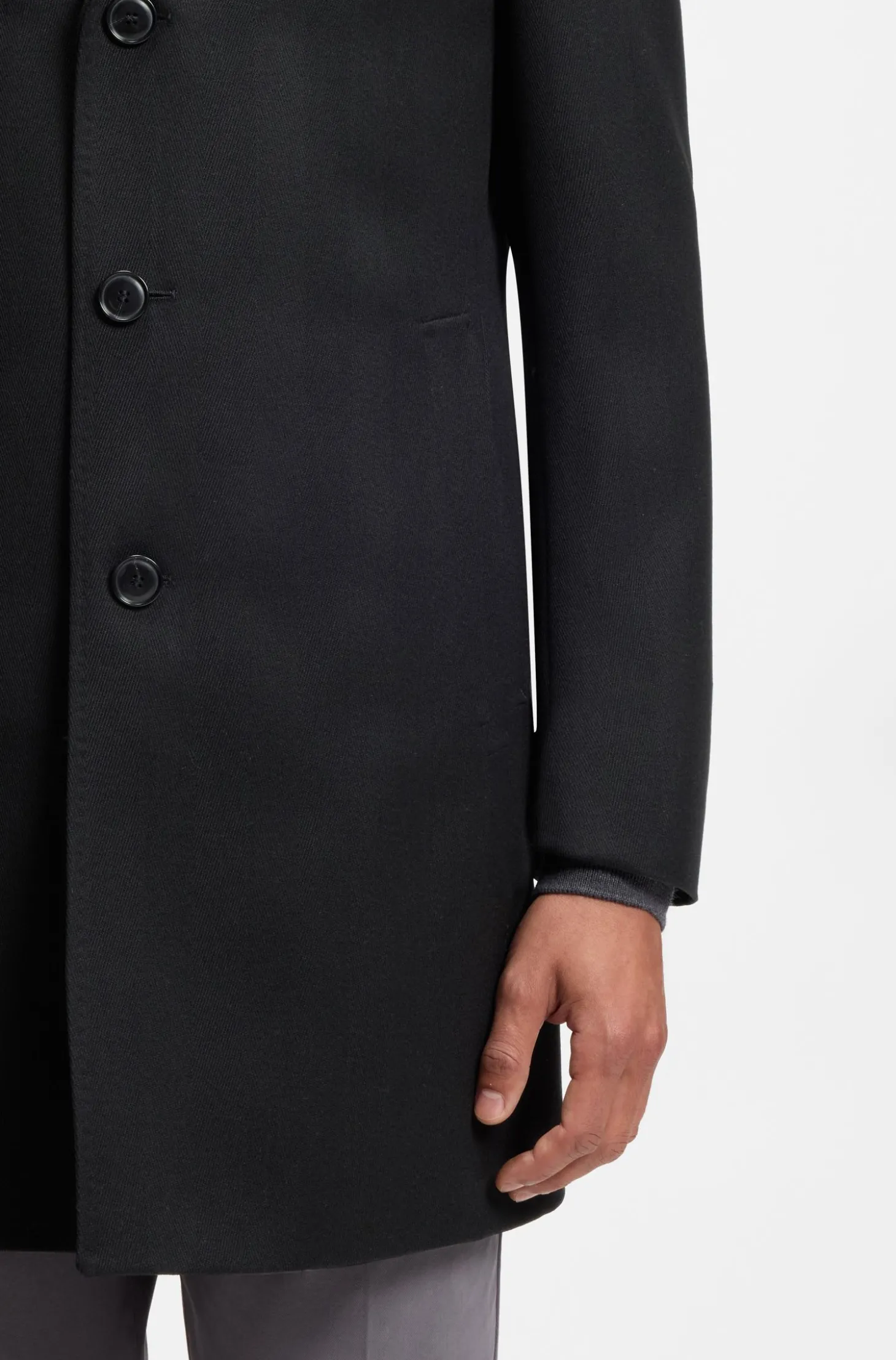 Slim-Fit Mantel aus wasserabweisendem Woll-Mix