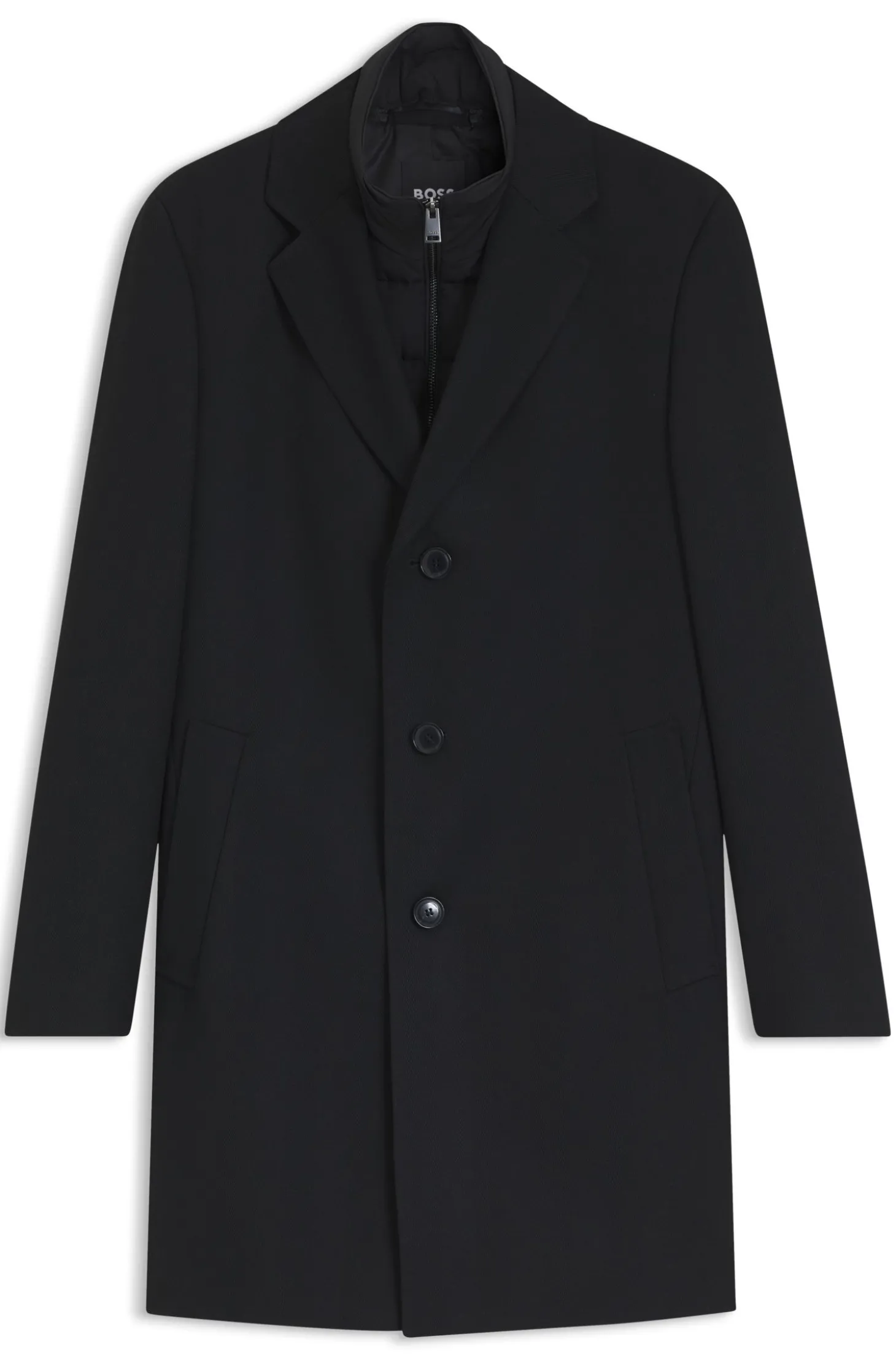 Slim-Fit Mantel aus wasserabweisendem Woll-Mix