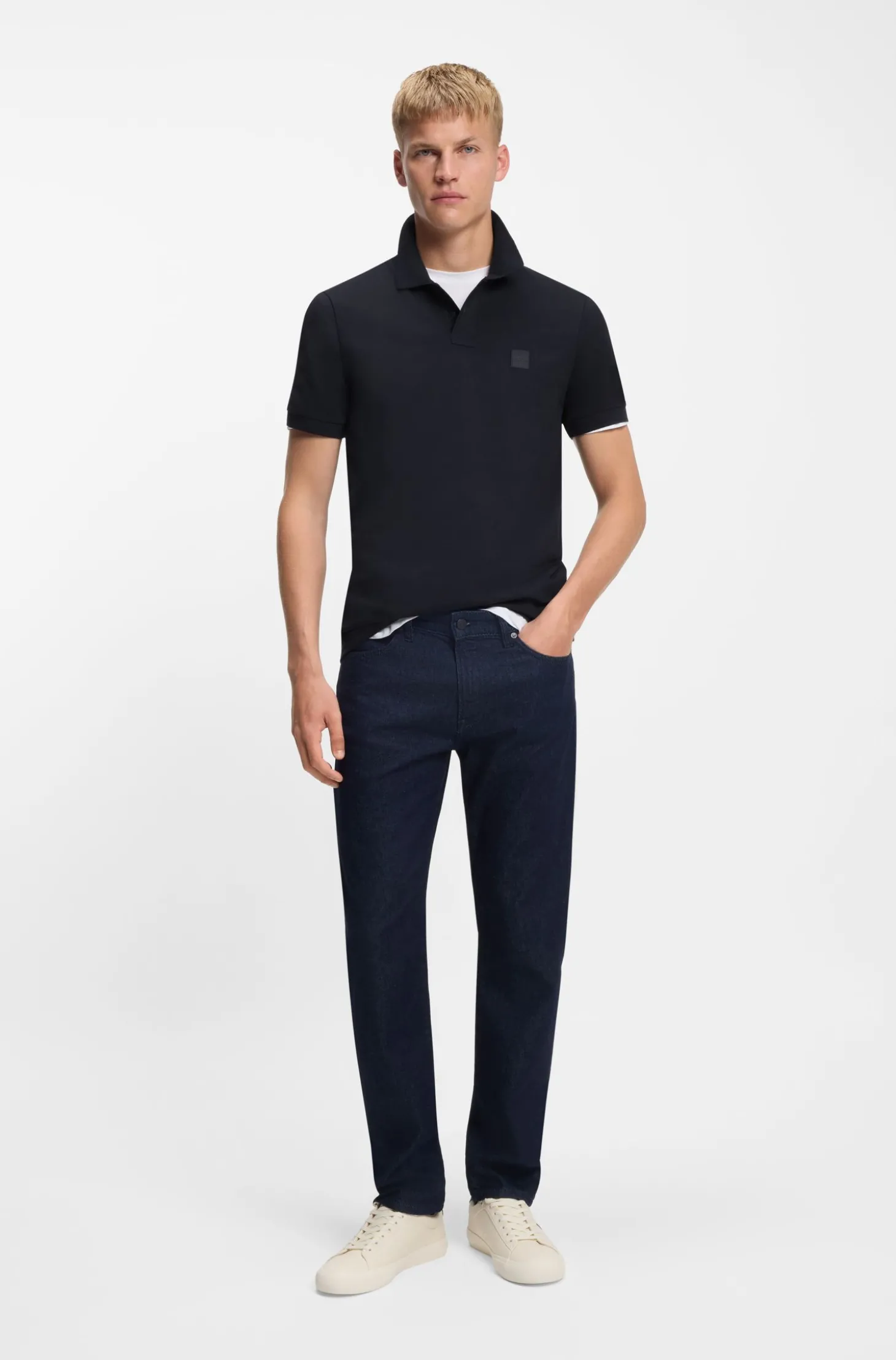 Slim-Fit Polohemd aus Stretch-Baumwolle mit Logo-Aufnäher