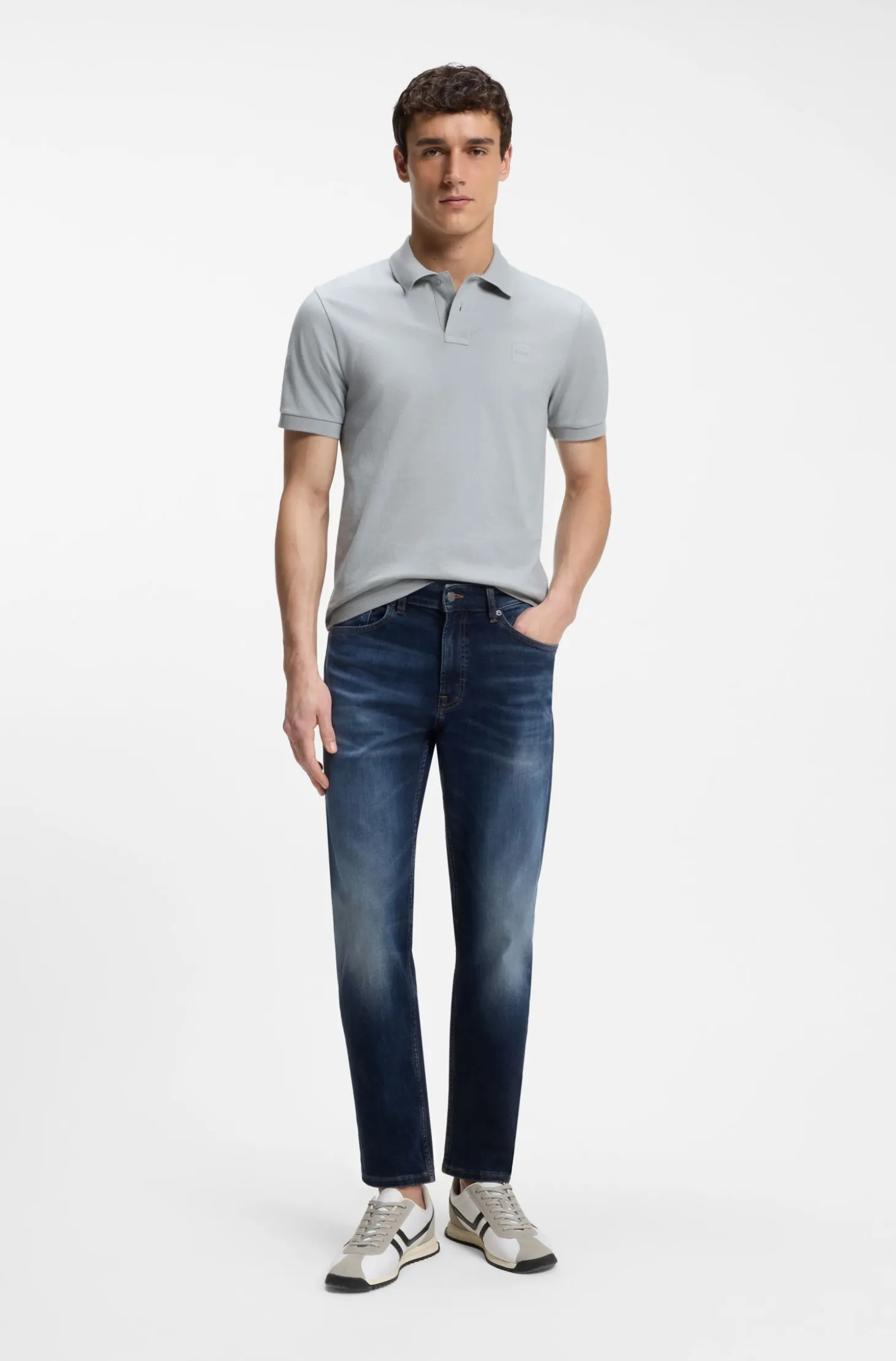 Slim-Fit Polohemd aus Stretch-Baumwolle mit Logo-Aufnäher