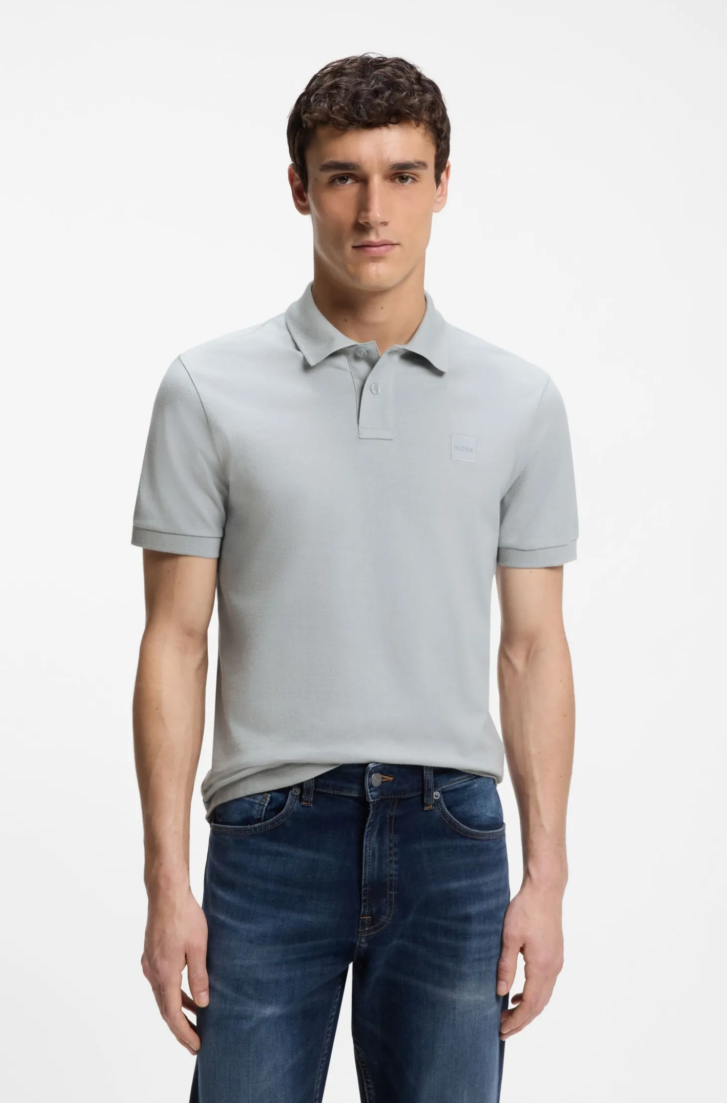 Slim-Fit Polohemd aus Stretch-Baumwolle mit Logo-Aufnäher