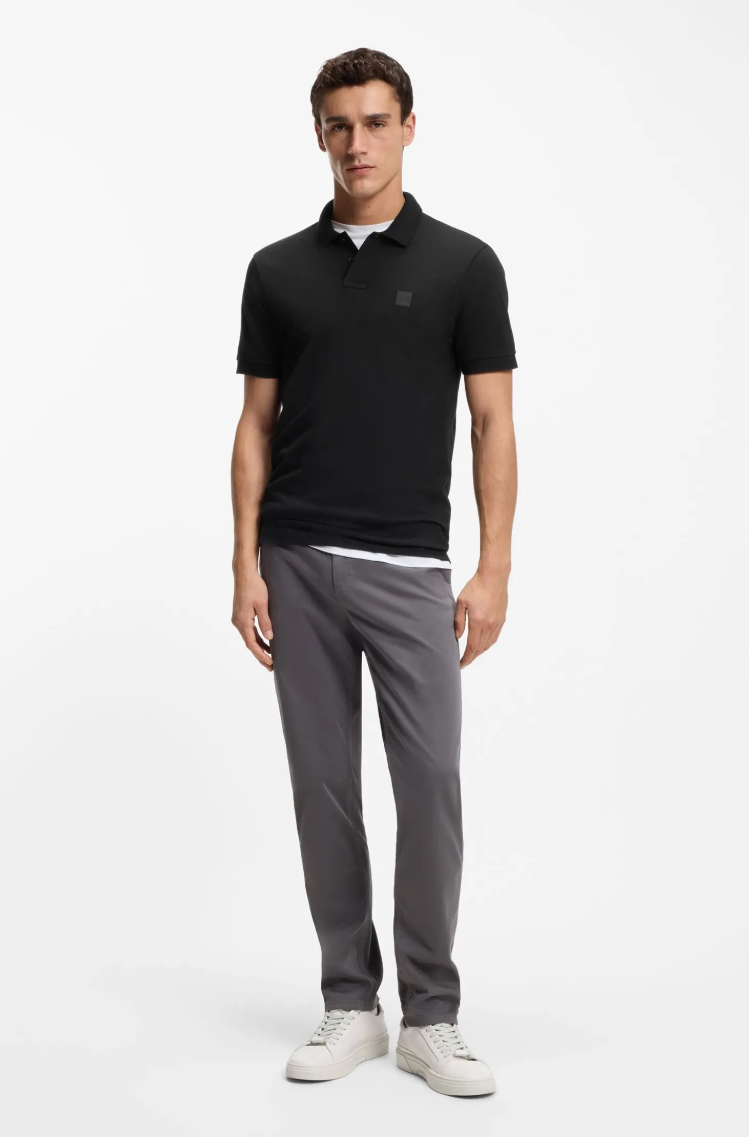 Slim-Fit Polohemd aus Stretch-Baumwolle mit Logo-Aufnäher