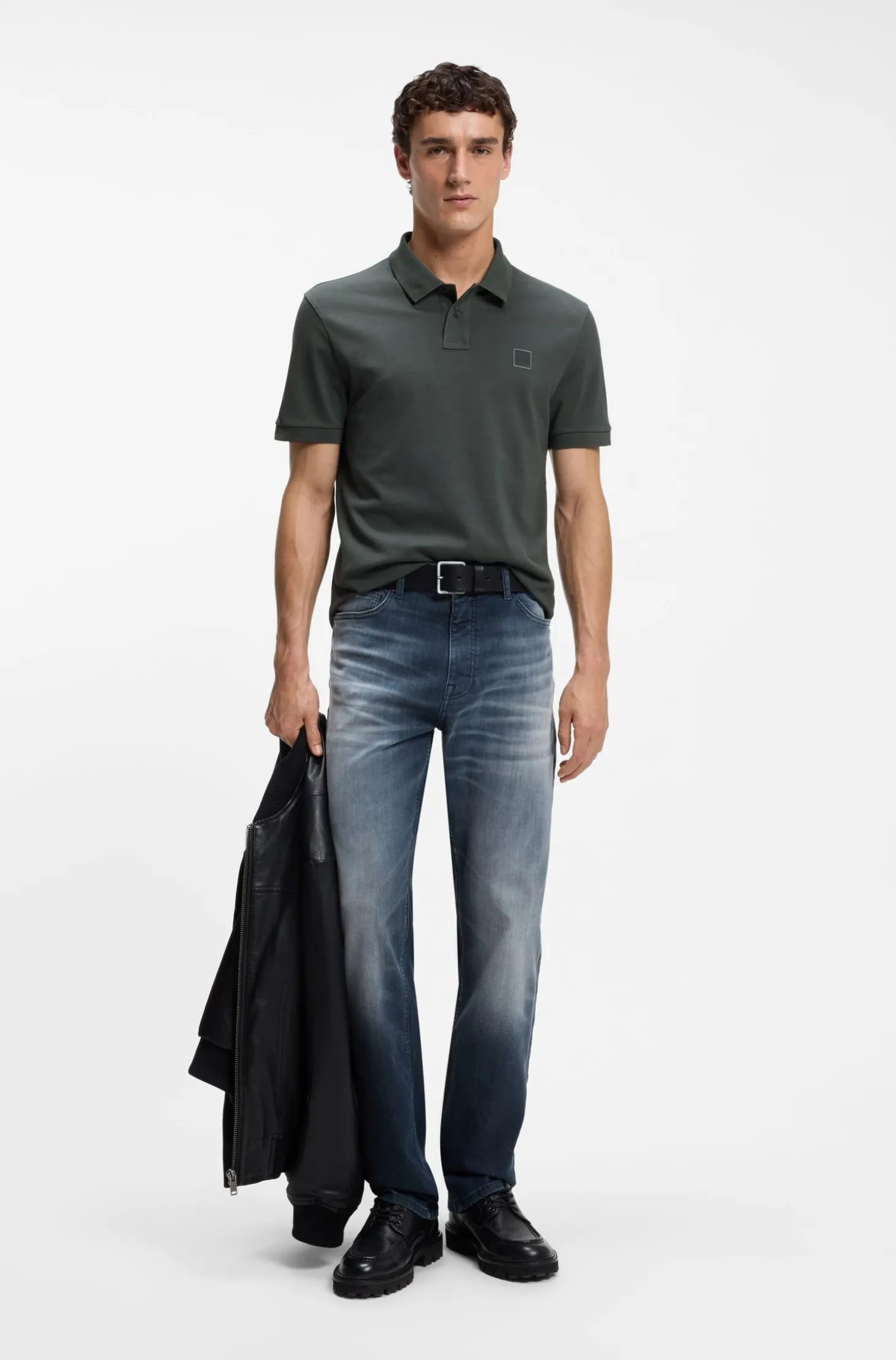 Slim-Fit Polohemd aus Stretch-Baumwolle mit Logo-Aufnäher
