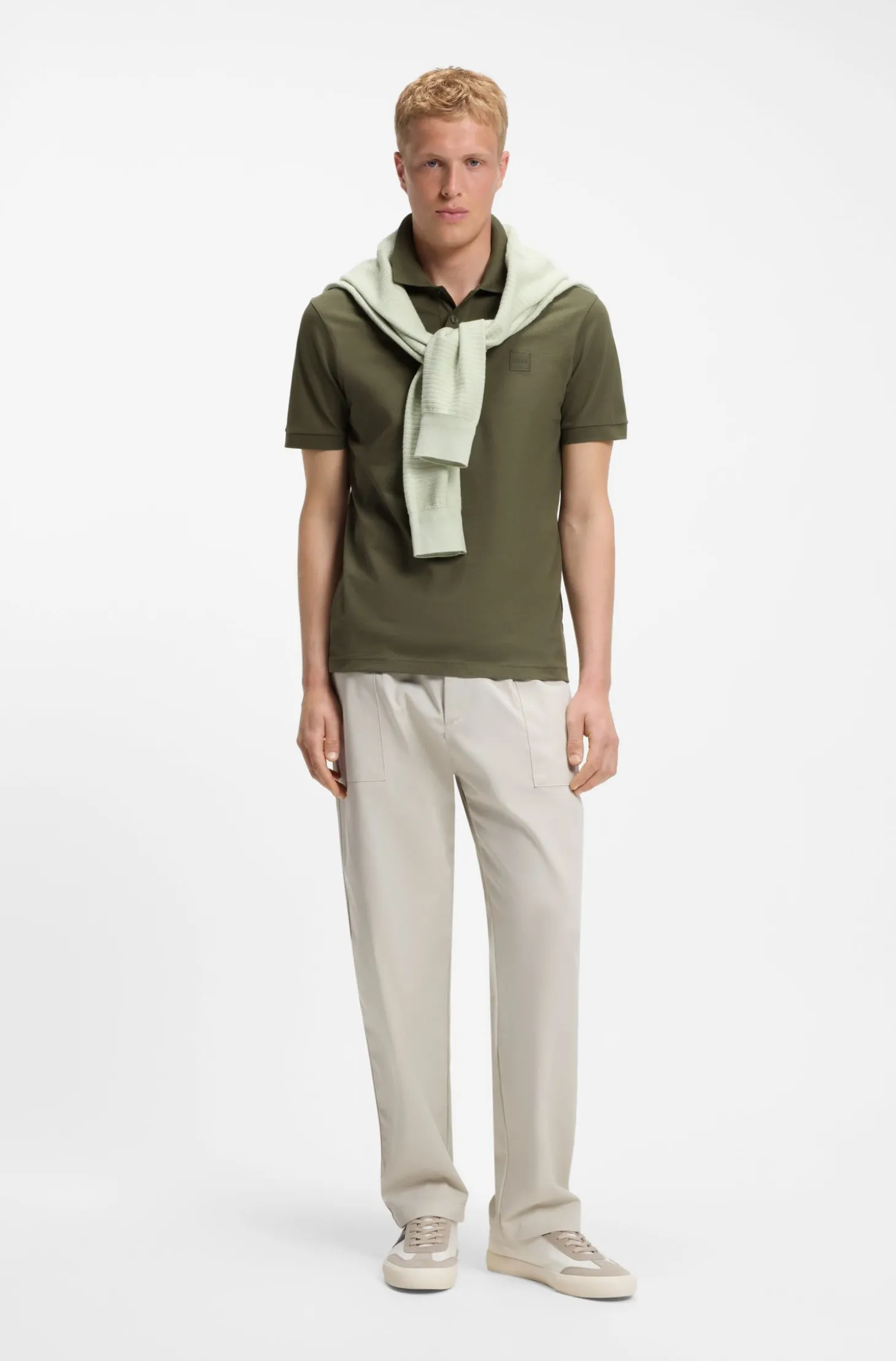Slim-Fit Polohemd aus Stretch-Baumwolle mit Logo-Aufnäher