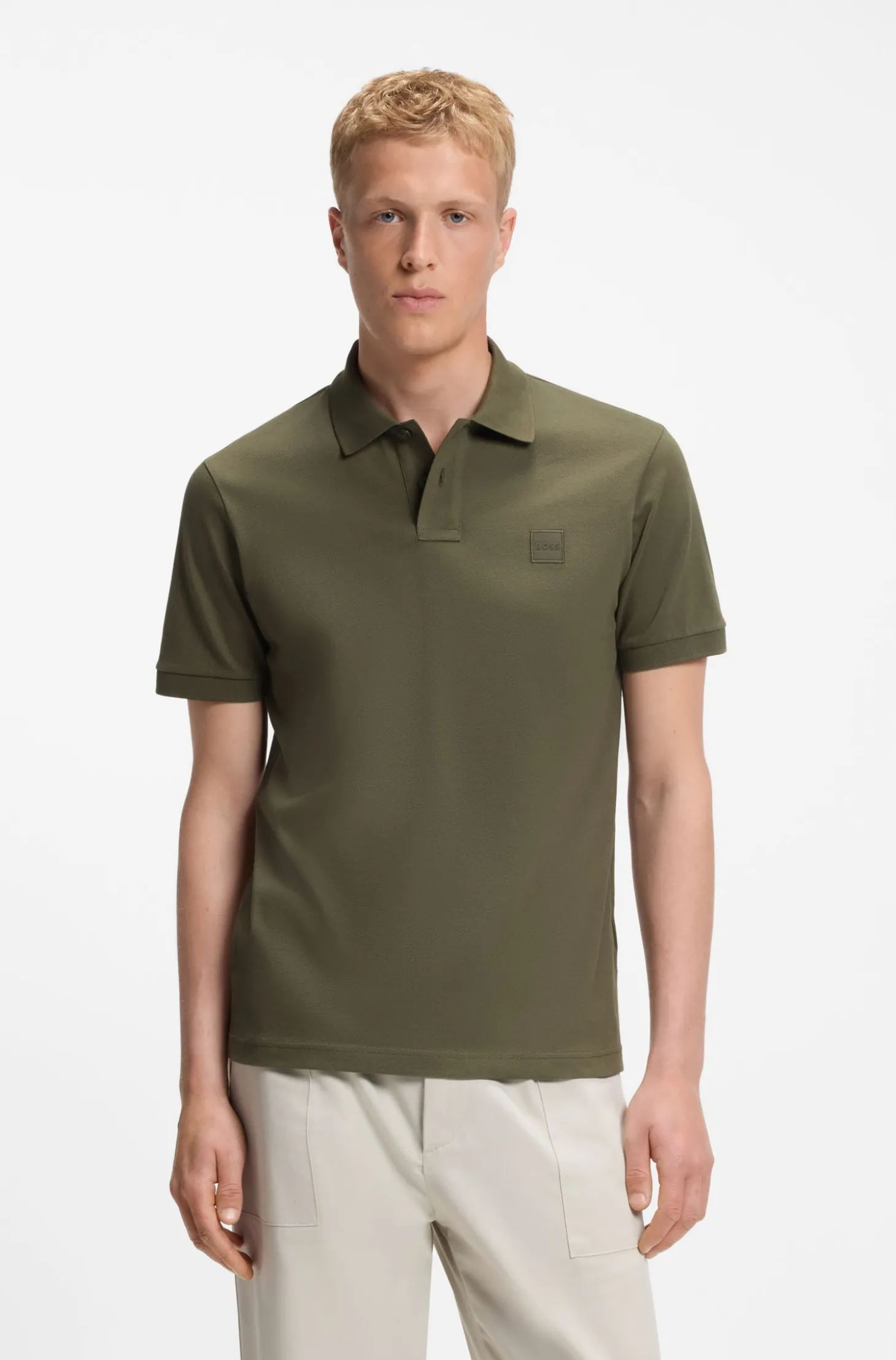 Slim-Fit Polohemd aus Stretch-Baumwolle mit Logo-Aufnäher