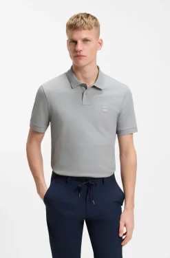 Slim-Fit Polohemd aus Stretch-Baumwolle mit Logo-Aufnäher