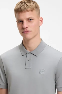 Slim-Fit Polohemd aus Stretch-Baumwolle mit Logo-Aufnäher