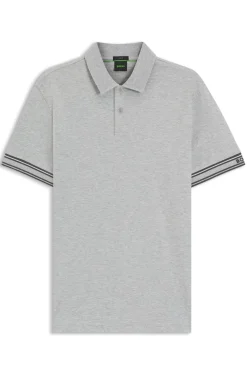 Slim-Fit Poloshirt aus Baumwolle mit gestreiften Ärmelbündchen