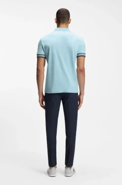 Slim-Fit Poloshirt aus Baumwolle mit gestreiften Ärmelbündchen