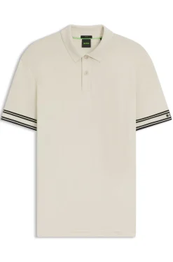 Slim-Fit Poloshirt aus Baumwolle mit gestreiften Ärmelbündchen
