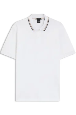 Slim-Fit Poloshirt aus Baumwolle mit gestreiftem Kragen