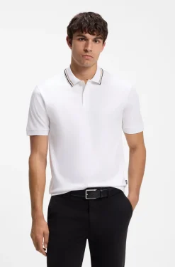 Slim-Fit Poloshirt aus Baumwolle mit gestreiftem Kragen