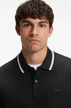 Slim-Fit Poloshirt aus Baumwolle mit gestreiftem Kragen