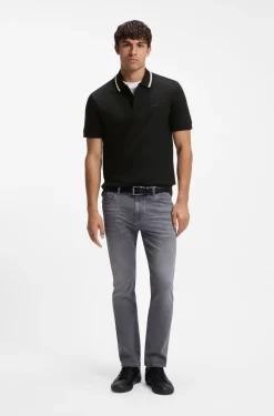 Slim-Fit Poloshirt aus Baumwolle mit gestreiftem Kragen