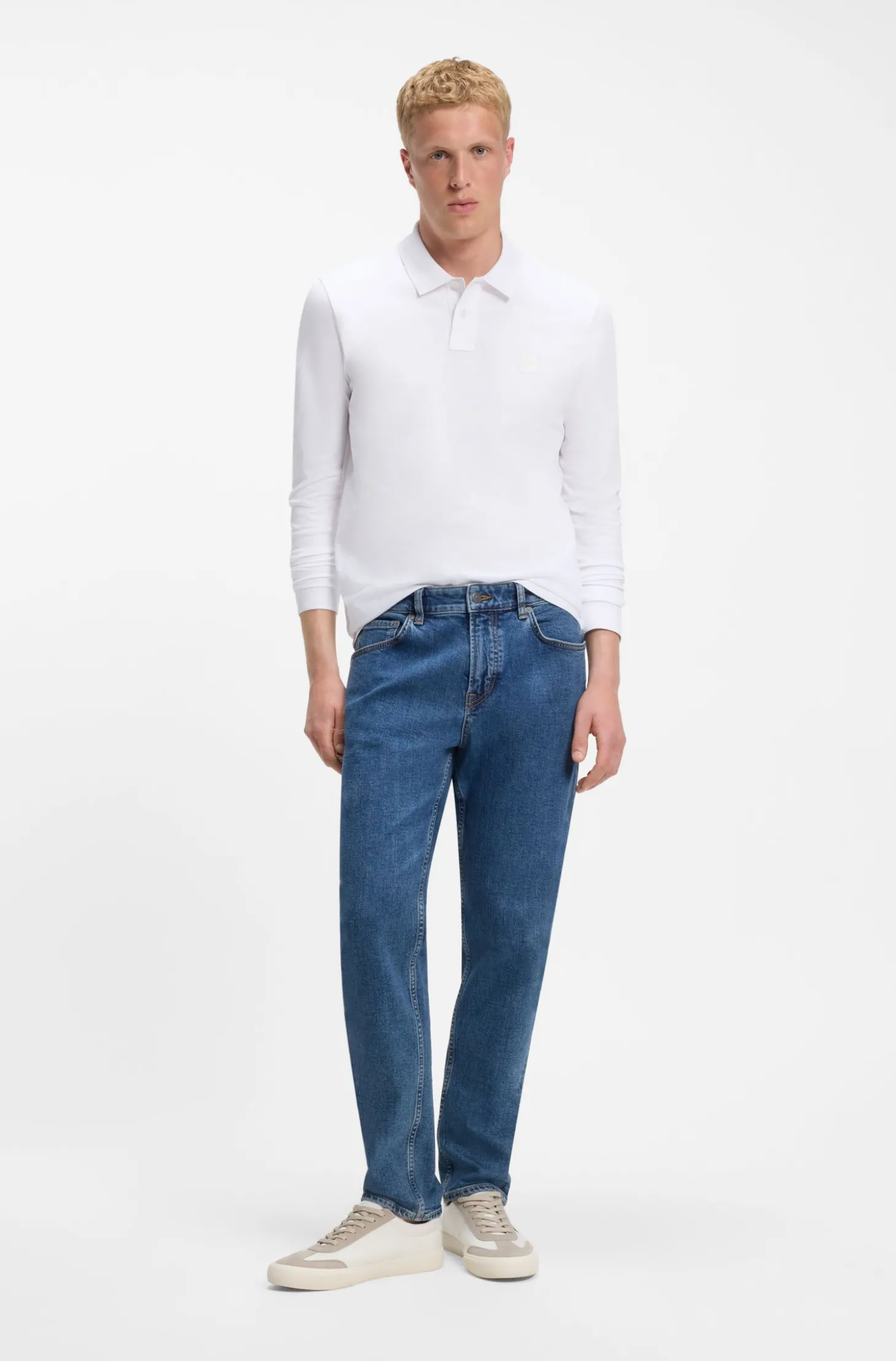 Slim-Fit Poloshirt aus elastischem Baumwoll-Piqué